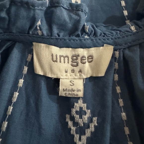 Umgee Boho Chic Embroidered Tie Front Ruffled 3/4 Sleeve Blouse size Small USA - Picture 7 of 9